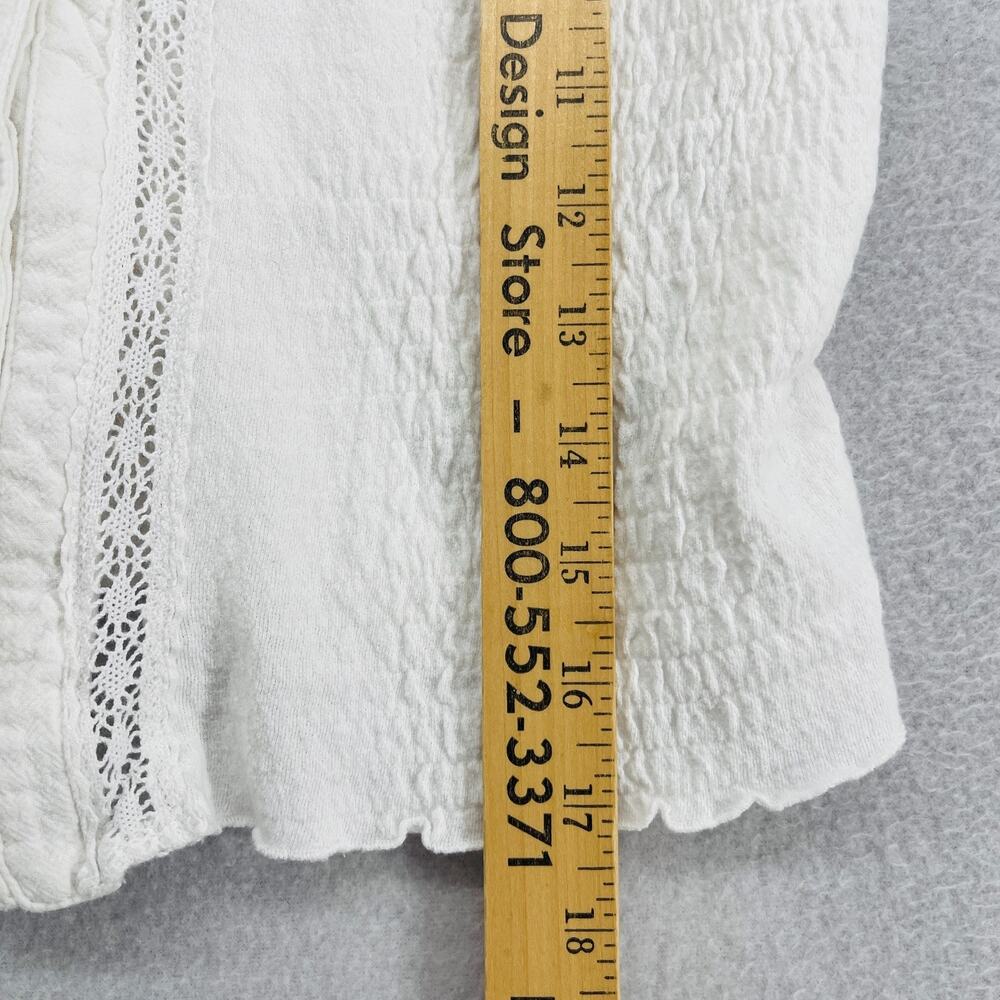FREE PEOPLE Tank Top S On My Mind Vest Smocked Lace Trim Crop Button Up White - Picture 12 of 13